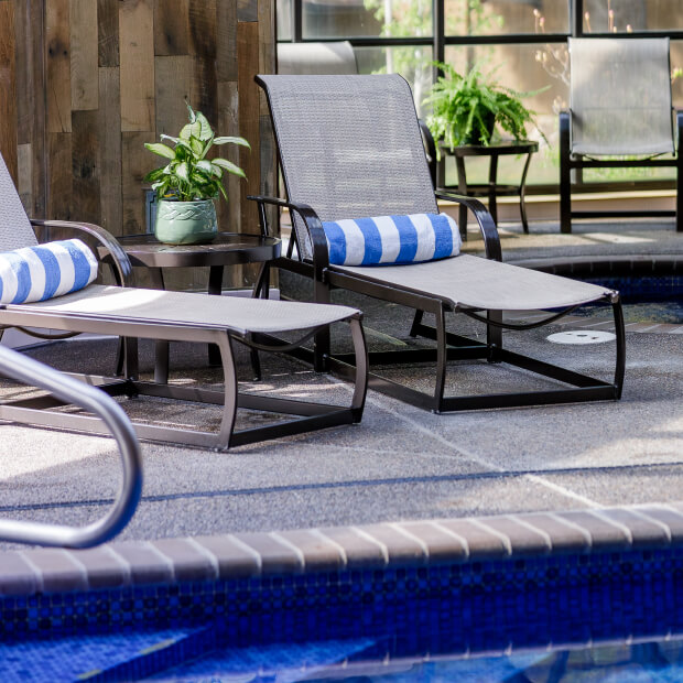 A view of the indoor pool at the Wallace Inn hotel