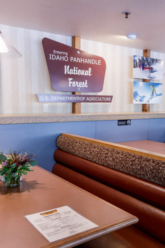 Table and booth at the Trailside Cafe