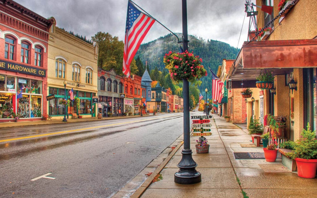 A street view of downtown Wallace, Idaho